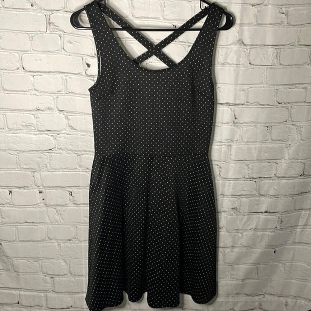 H&M Sleeveless Polka Dots Black White Skater Dress Size Small
